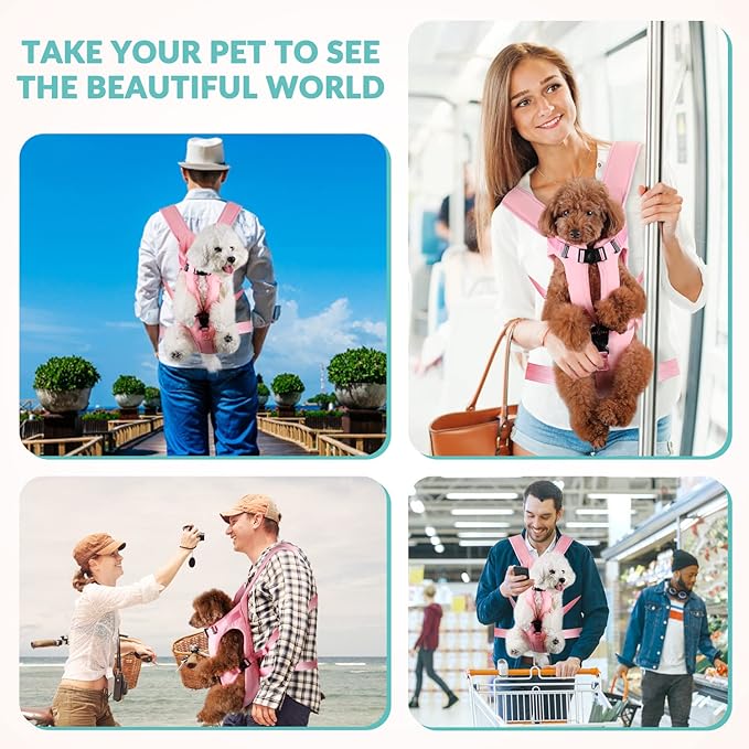 Lukovee Dog Backpack Carrier, Adjustable Front Carrier for Small Breeds | Legs Out Easy-fit, Hands Free, Lightweight, Dog Chest Pack for Hiking Travel Cycling Outdoor (PI,Small)