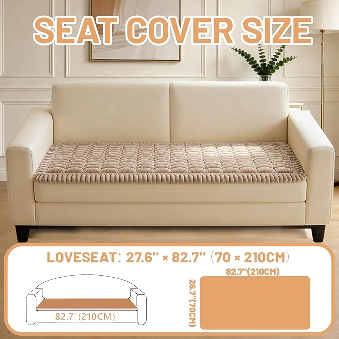 Couch Cover for Dogs Washable,Non Slip Fuzzy Durable Pet Friendly Cozy | Soft Slipcovers for 3 Cushion Sofa Cover,Plush Thick Protector Fits Mat Bed Leather & Fabric Couches (Brown 27.6"x82.7")