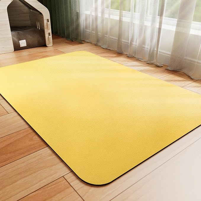 HotLive Dog Food Mat - Absorbent Cat Mat for Food and Water, No Stains Pet Feeding Bowl Mat, Easy to Clean Pet Placemats, Quick Dry Dog Water Dispenser Mat for Messy Drinkers | Yellow 12"x 19"
