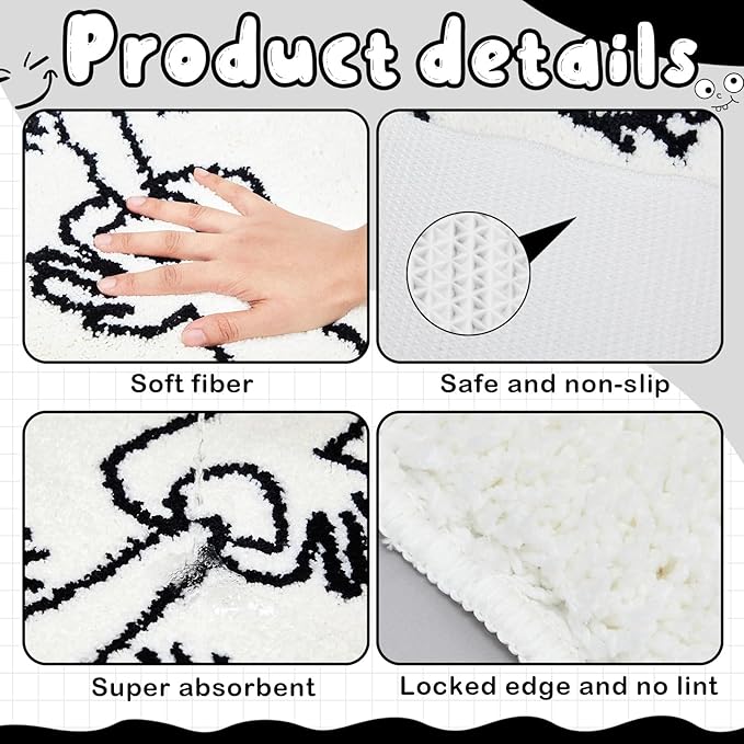 Drydiet Toilet Rug U Shaped Washable Soft and Absorbent Bathroom Rugs Non Slip Bath Mat Machine Wash Bathroom Contour Rug for Toilet Base, 24 x 20 Inch(Bad Smell Humorous)