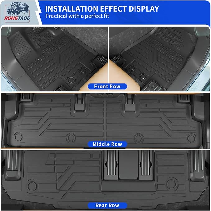 Rongtaod Floor Mats Compatible with 2022-2025 2026 Nissan Pathfinder 7&8 Seats Cargo Liner Cargo Mat Trunk Liner Back Seat Cover 2024 Pathfinder Accessories (Trunk Mat with Backrest Mat+Floor Mats)