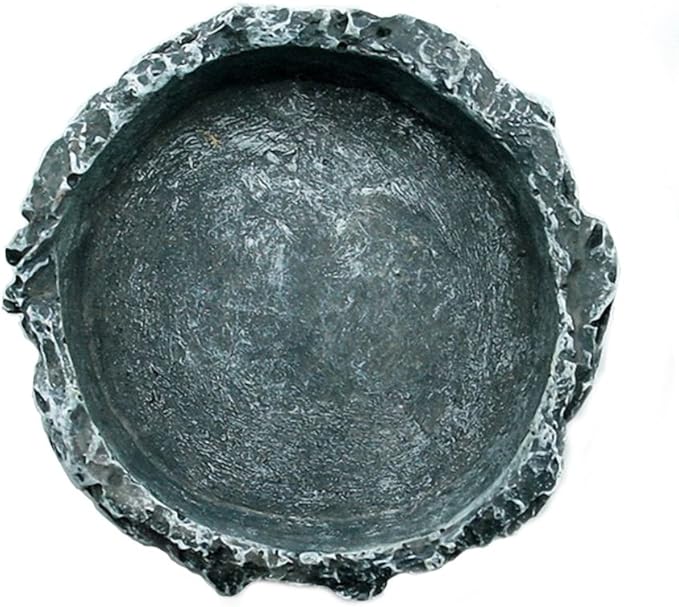 OMEM Reptile Natural Bowl Food and Water Dish Resin Made (Gray S)