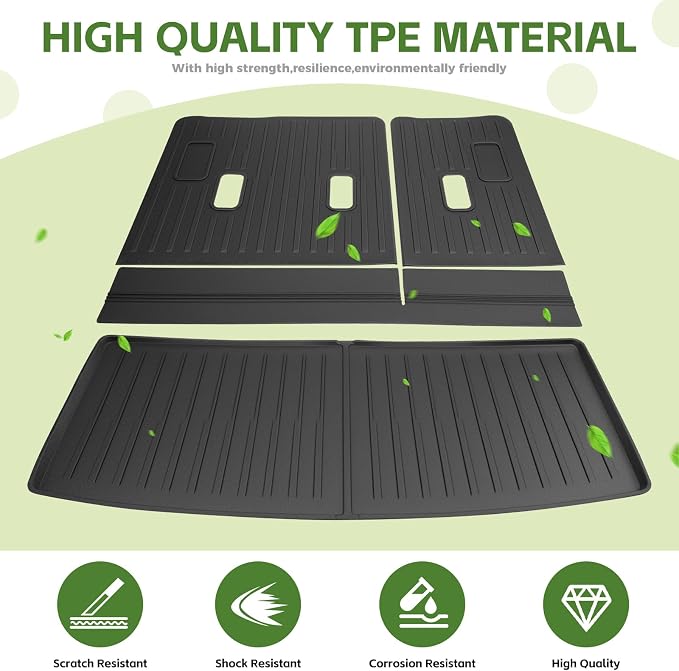 Cargo Liners for 2022-2025 Chevy Chevrolet Tahoe/GMC Yukon Trunk Mat with 3rd Row Seat Back Cover Accessories, All Weather Rear Cargo Mat Backrest Protector(Not for Yukon XL)