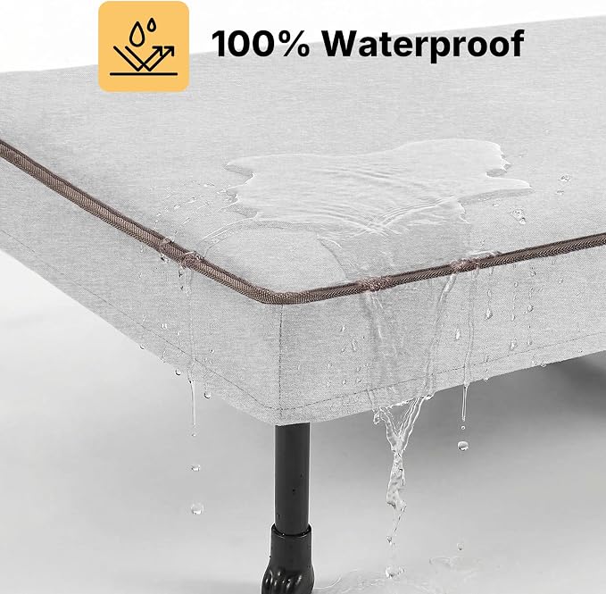 Veehoo Outdoor Elevated Dog Bed with Washable & Waterproof Cushion, Cooling | Large Raised Dog Cot with Removable Cover, Brethable Mesh, Orthopedic Pet Bed for Indoor & Outdoor, 49" x 32", Dark Grey