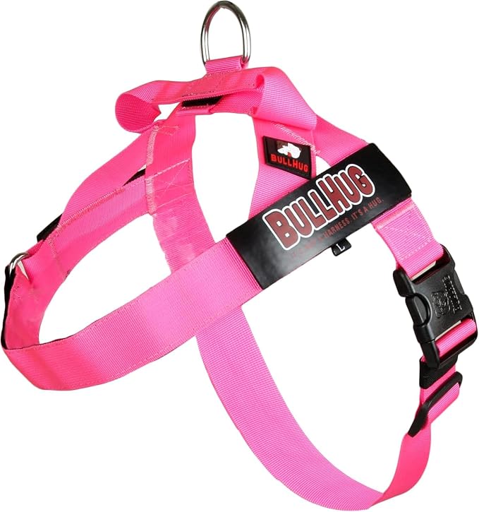 Adjustable Dog Harness– No Pull, No Choke – for English Bulldogs, French Bulldogs, Pugs & Broad-Chested Breeds – Easy, Safe Walks (NEON Pink, XL)