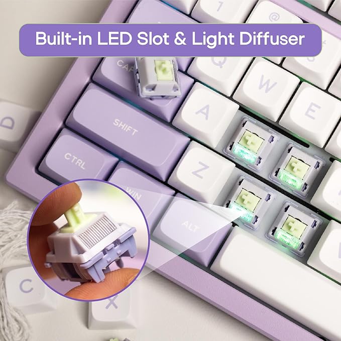 EPOMAKER Gaming Keyboard Switches, 35 PCS, Linear/Tactile Switch, 5-Pin Pre-Lubed Switch, Creamy Switches, Compatible with MX Keycaps for Mechanical Keyboard (Wisteria V2, Linear)