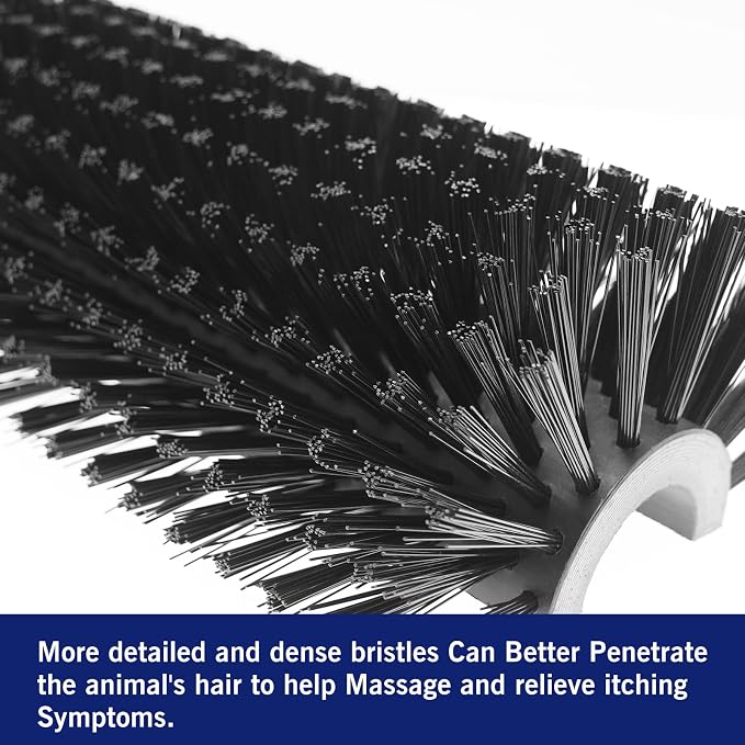 4PCS Livestock Scratching Brush Goat Scratching Tool Post Massage Grooming Brush with 8 Screws for Animals Back Scratcher Itch Brushes for Cattle, Sheep, Horses, Pigs,Cow (4, Black)