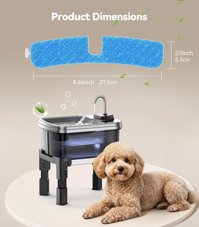 10 Pcs Replacement Filters & 10 Pcs Pump Filters Sponges, Multi-Layer Filtration System Carbon Filters Compatible with 9L/2.38Gal 3 Heights Adjustable Fountain (FN-W25)