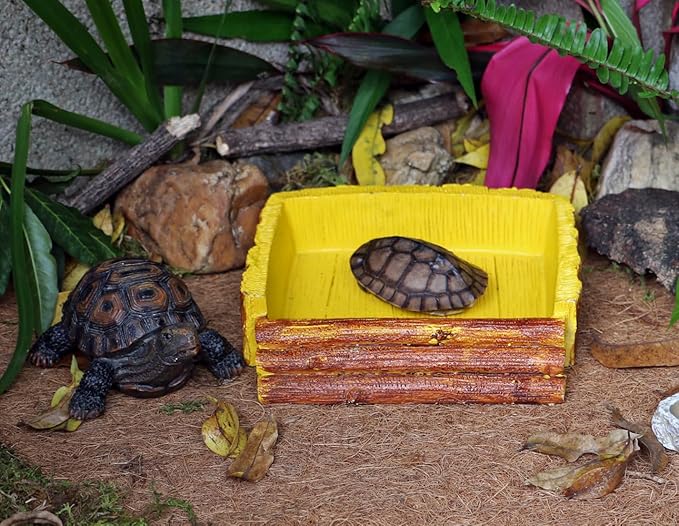 Reptile Feeding Dish Bowl,Reptile Tree Trunk food/Water Dish for Reptiles,Amphibians,Bearded Dragon,Lizard,Frog,Gecko,Tortoise,Hermit Crab and Other Little Critters,Made from Premium Resin(Large Size)