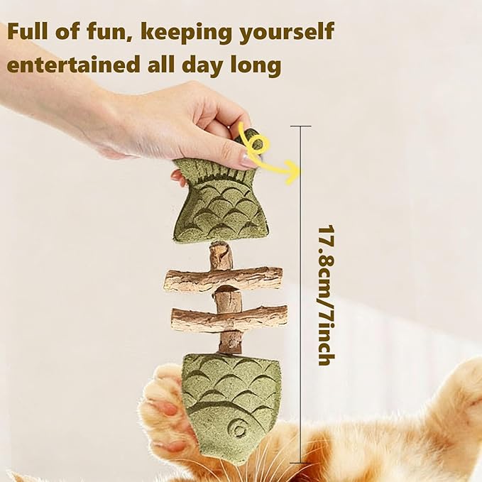 Purrident - Fix Cat Dental Health - Natural Dental Chew for Cats, Fishbone Shape Cat Teething Toy with Catnip, Durable Feline Tooth Care Tool for Indoor & Adult Cats (3CPS-C)