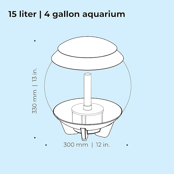 biOrb Halo 15 Acrylic 4-Gallon Aquarium with Multi-Color Remote-Controlled LED Lights Modern Compact Tank for Tabletop or Desktop Display, White