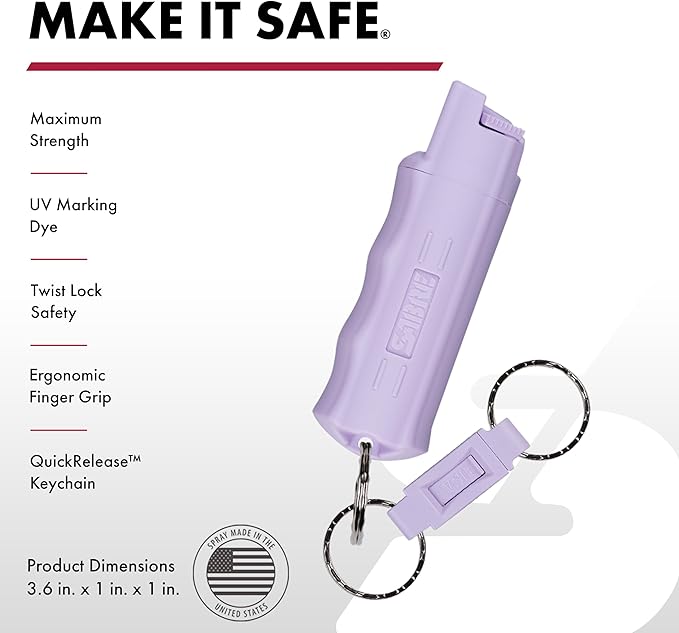 Sabre Pepper Spray - Quick Release Keychain for Easy Carry & Fast Access, Max Police Strength Self Defense OC Spray with UV Dye, 10 Sec. Spray Time, Finger Grip - Faster Aim, 0.54 fl oz,Secure Safety