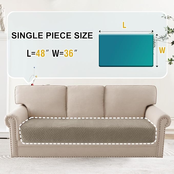 Turquoize Waterproof Couch Cover for Dogs Fuzzy Pet Couch Covers for Sofa Thick Dog Bed Cover Non-Slip Sofa Covers for 2 Cushion Couch Protector Slipcover Pet Friendly (Khaki, 36" x 48")