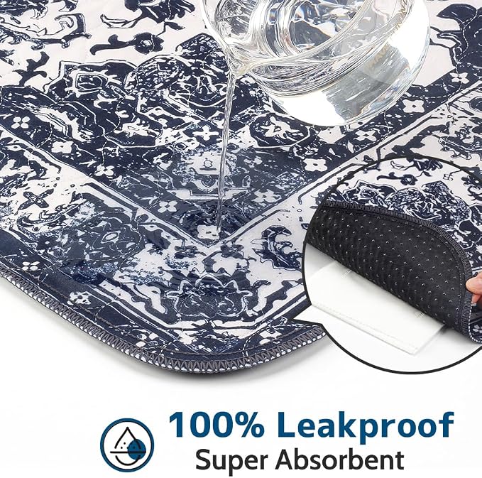 Washable Pee Pads for Dogs, 2 Pack Reusable Puppy Training Pads 60"x48" Super Absorbent Waterproof Dog Training Pads, Non-Slip Potty Pads, Whelping Pads Litter Mat Navy Blue