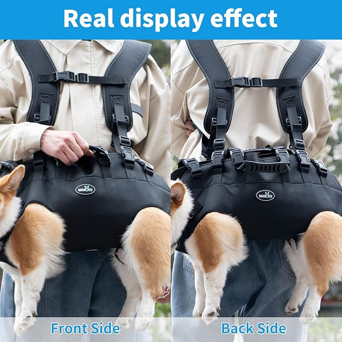 Wakytu Dog Lift Harness Sling Carrier for Dogs Hind Leg Stair Support | Old,Disabled, Joint Injuries, Arthritis, Large Dogs Up and Down Stairs, Cars(33-66 LBS)