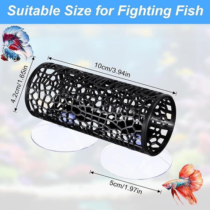 Xinjoduz 2 PCS Black Betta Fish Tunnel Hammock, Safe Aquarium Tunnel & Floating Betta Hide for Small Fish, Tank Accessories Fishtank Decorations