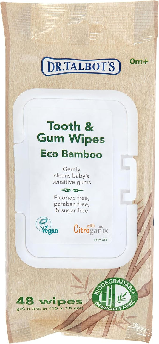 Dr. Talbot's Eco Bamboo Baby Tooth and Gum Wipes Naturally Inspired With Citroganix, 1-pack, 48 count