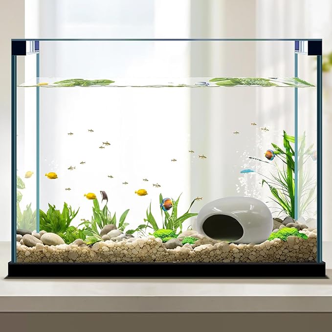 Saim Aquarium Ceramic Cave Decorations, Betta Fish Tank Accessories for Shrimp Cichlid Hiding Breeding Small Fish Bowl Hide Toys Hideout House - Light Green