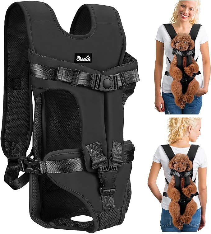 Lukovee Dog Backpack Carrier, Adjustable Front Carrier for Small Breeds | Legs Out Easy-fit, Hands Free, Lightweight, Dog Chest Pack for Hiking Travel Cycling Outdoor (B,L)