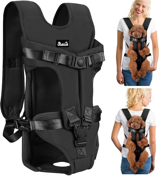 Lukovee Dog Backpack Carrier, Adjustable Front Carrier for Small Breeds | Legs Out Easy-fit, Hands Free, Lightweight, Dog Chest Pack for Hiking Travel Cycling Outdoor (B,Small)
