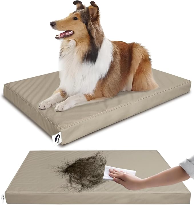Waterproof Leather XL Dog Bed, Hair Resistant Pet Beds with Wipeable Covers, Durable Easy to Clean Vinyl Mattress