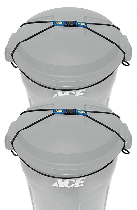 (2 Pack) Doggy Dare Trash Can Lock - Medium - Fits 30-40 Gallon Trash Cans - Perfect for Dogs, Raccoons, Opossums - Bungee Cord Design Makes Install Simple (Trash Can NOT Included)