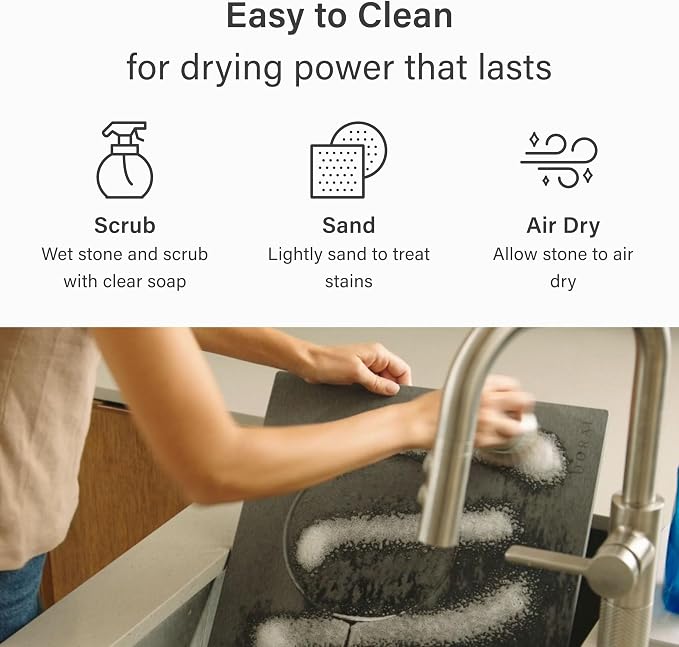 Dorai Home Dog Bowl Stone Drying Mat - Pet Feeding Mat with Non-Slip Base that Absorbs Spills and Drips - Made with Diatomaceous Earth for Quick Drying - Stone Mat for Dogs - 23.6" x 15.4" - Slate