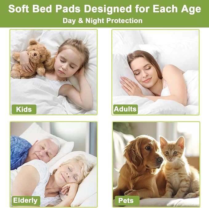 Large Bed Pads Washable Waterproof, 60"x 40" Soft Reusable Pee Pads for Incontinence, 4-Layer Absorbent Cotton Underpads Mattress Protectors for Urine Adults, Seniors,Women & Pets Bedwetting