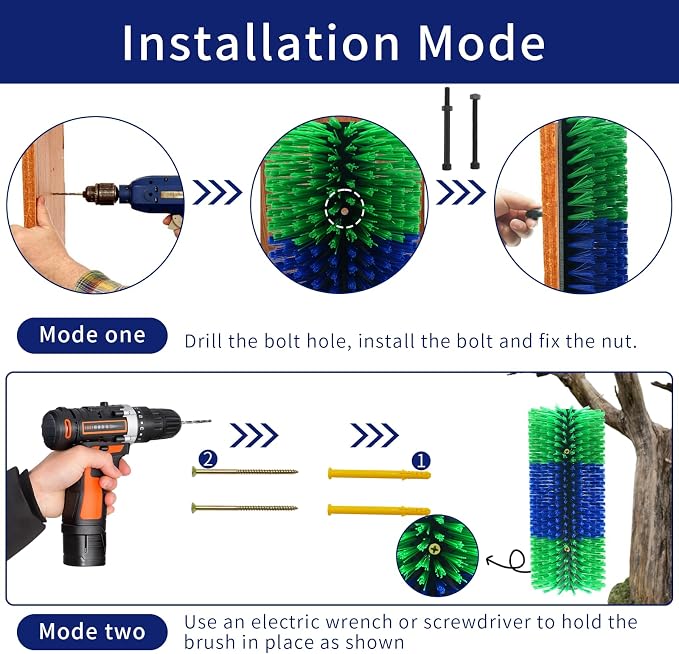 Livestock Scratching Brush Horse Massage Grooming Brushes with 4 Screws for Goat,Cattle,Cow,Sheep, Horses,Pigs and Other Animal Back Scratching