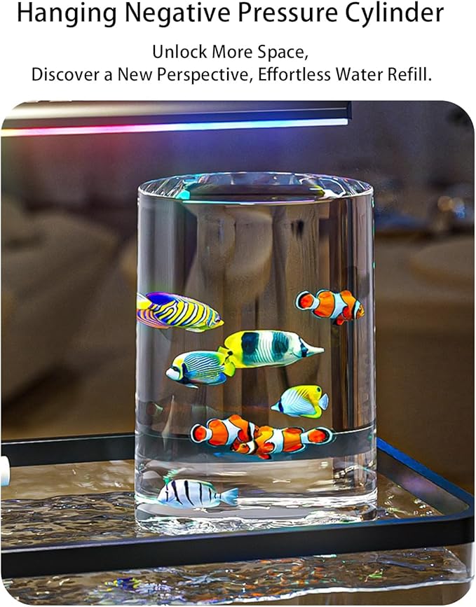 Negative Pressure Aquarium Fish Tank Kit, 3 Gallon Betta Fish Tank Starter Kit with Light and Filter, Blue Sand, Small Tropical Fish, Guppies, Goldfish, or Betta