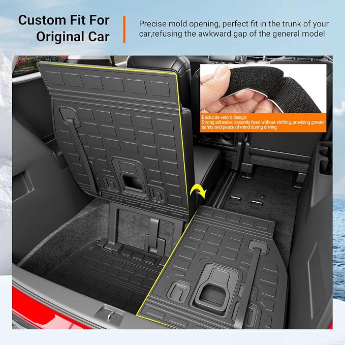 powoq Cargo Mat Compatible with 2022-2026 Kia Carnival Cargo Liner Rear Backrest Mat All Season Protection Replacement for 2022-2024 2025 2026 Kia Carnival Accessories (Trunk Mat+Backrest Mats)