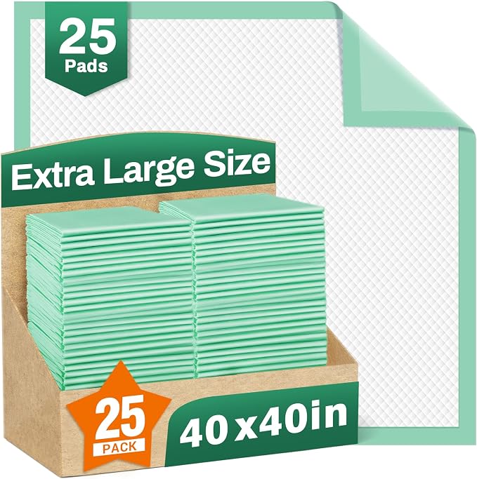 MILDPLUS Disposable Bed Pads 40"X40" Extra Large Pee Pads for Incontinence 140 Gram Heavy Duty Super Absorbent Underpads Waterproof Chucks Pads for Adults, Elderly or Pets [100x100CM, 25pcs]