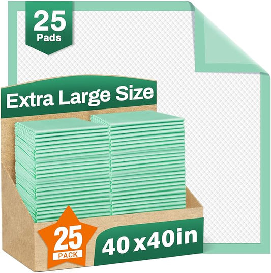 MILDPLUS Disposable Bed Pads 40"X40" Extra Large Pee Pads for Incontinence 140 Gram Heavy Duty Super Absorbent Underpads Waterproof Chucks Pads for Adults, Elderly or Pets [100x100CM, 25pcs]