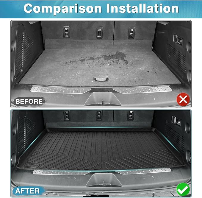 Mixsuper Cargo Liner for Chevrolet Suburban/GMC Yukon XL 2021-2025 2026, All Weather Trunk Liner Rear Cargo Mat Behind The 3rd Row Seats Black
