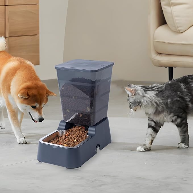 Meikuler Pets Auto Feeder 5.2L,Food Feeder and Water Dispenser Set for Medium & Large Dogs Cats and Pets Animals (Navy)
