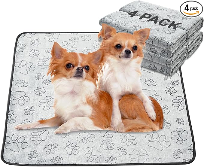 Reusable Puppy Pads, Washable Pee Pads, Leakproof 30"x 34" 4 Pack | High Absorbency Dog Training Pads, Wee Wee Pads With Waterproof Non-Slip Base For Indoor Potty, Crates, Playpen & Senior Dogs
