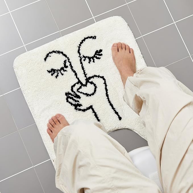 Drydiet Toilet Rug U Shaped Washable Soft and Absorbent Bathroom Rugs Non Slip Bath Mat Machine Wash Bathroom Contour Rug for Toilet Base, 24 x 20 Inch(Bad Smell Humorous)