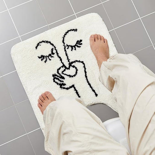 Drydiet Toilet Rug U Shaped Washable Soft and Absorbent Bathroom Rugs Non Slip Bath Mat Machine Wash Bathroom Contour Rug for Toilet Base, 24 x 20 Inch(Bad Smell Humorous)