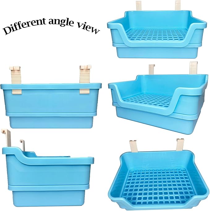 kathson Extra Large Rabbit Litter Box Trainer Rabbit Toilet Small Animal Potty Bunny Litter Pan Box for Adult Guinea Pig Rats Chinchilla Ferret Galesaur (Blue)
