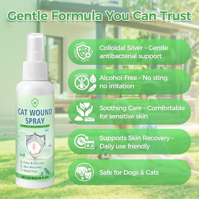Pet Wound Spray for Dogs & Cats – Home-Ready Pet Wound Care for Minor Cuts, Scrapes & Daily Skin Support (120ml)