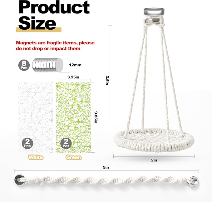 6 PCS Jumping Spider Rope Bridge Swings Set，Jumping Spider Webbed Moss Ribbon Tarantula Enclosure Accessories Natural Cotton Rope Handmade Pet Tiny Animals Enclosure Decorations