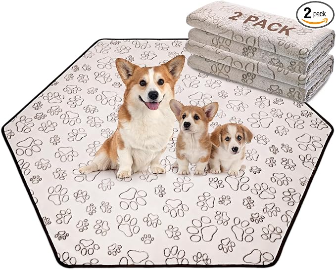 Reusable Puppy Pads, Washable Pee Pads, Leakproof 55"x 62" 2 Pack | Extra Large Absorbent Dog Pads With Waterproof Non-Slip Backing For 6 Panel Playpens, Kennels, Indoor Potty & Puppy Training
