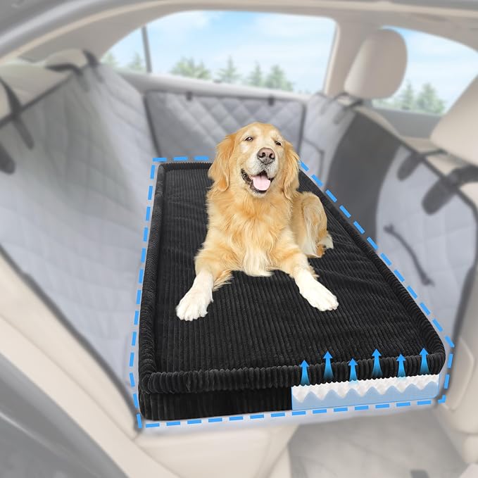 Loiion Dog Car Bed, Non-Slip Backseat Extender Pet Mat 56"x28.7"x2" | Removable, Washable Dog Bed With Waterproof Liner Protects Car Seats, Anti-Slip Travel Bed For Dogs