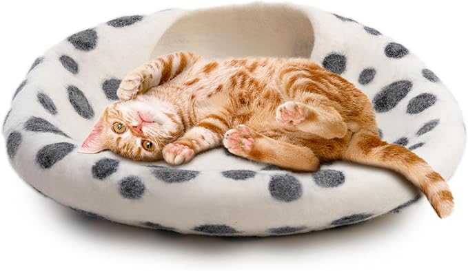 Luxurious Merino Wool Cat Cave - Cats Curl Into Instantly - Foldable Hideaway Pod for Indoor Cats - Felt Kitten Pet Enclosure - Covered Cat House by Woolygon