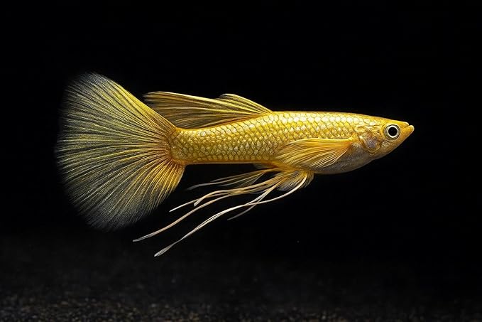 10+ Full Gold 24K Guppy Live Fish - Premium High-Color Strain, Active & Hardy Tropical Aquarium Fish, Vibrant Gold Body, Live Arrival Guarantee