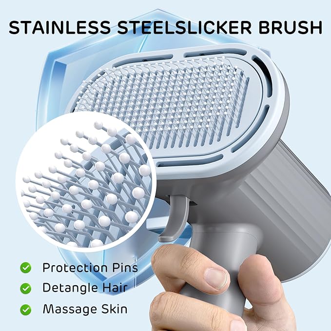 iPettie Dog Grooming Hair Dryer with Slicker Brush, Overheat Protection | 2-in-1 Drying & Brushing Tool, Adjustable Temperature & Speed, Portable Blow Dryer for Dogs and Cats, Breeze B540S