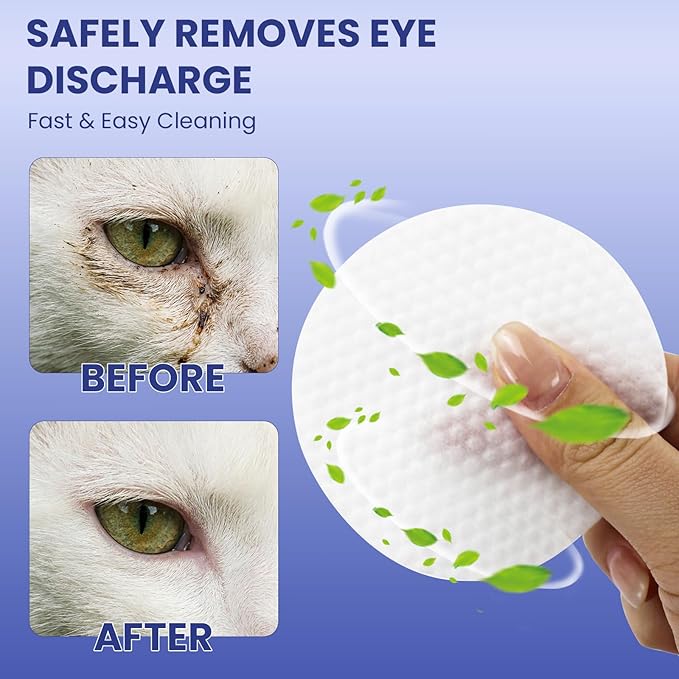 Dog Eye Wipes 100 Counts, Gently Clean Eye Wipes for Dogs & Cats Textured Grooming Pet Eye Wipes for Dogs and Cats, Fight Tear Stains, Eye Debris, Discharge, Mucus Secretions with Aloe & Chamomile