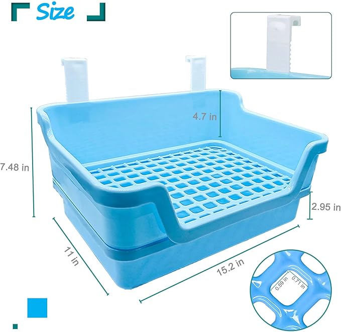 Hamiledyi Extra Large Rabbit Litter Box Pet Corner Toilet Small Animal Potty Trainer Huge Bunny Litter Pan with Plastic Grate Deep Dump Tray for Adult Guinea Pigs Chinchillas Ferrets Galesaurs