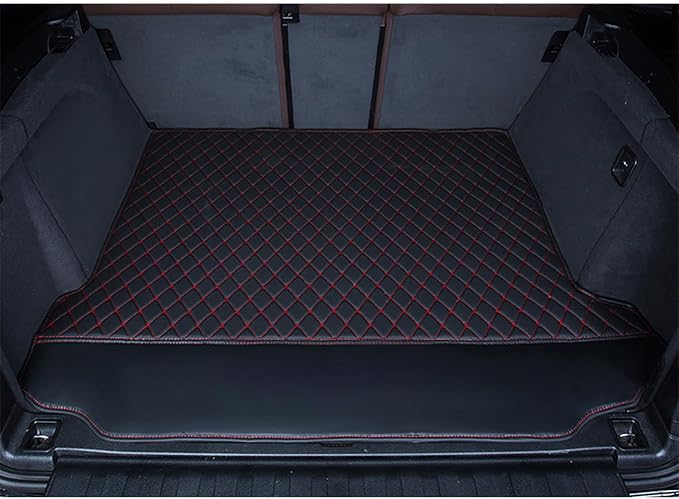 Add Customized Text Cargo Liner for Your Car, Heavy Duty Cargo Mat, Custom Fit Cargo Cover Compatible with EV, SUV, Sedan, Hatchback, Convertible - Black/Red
