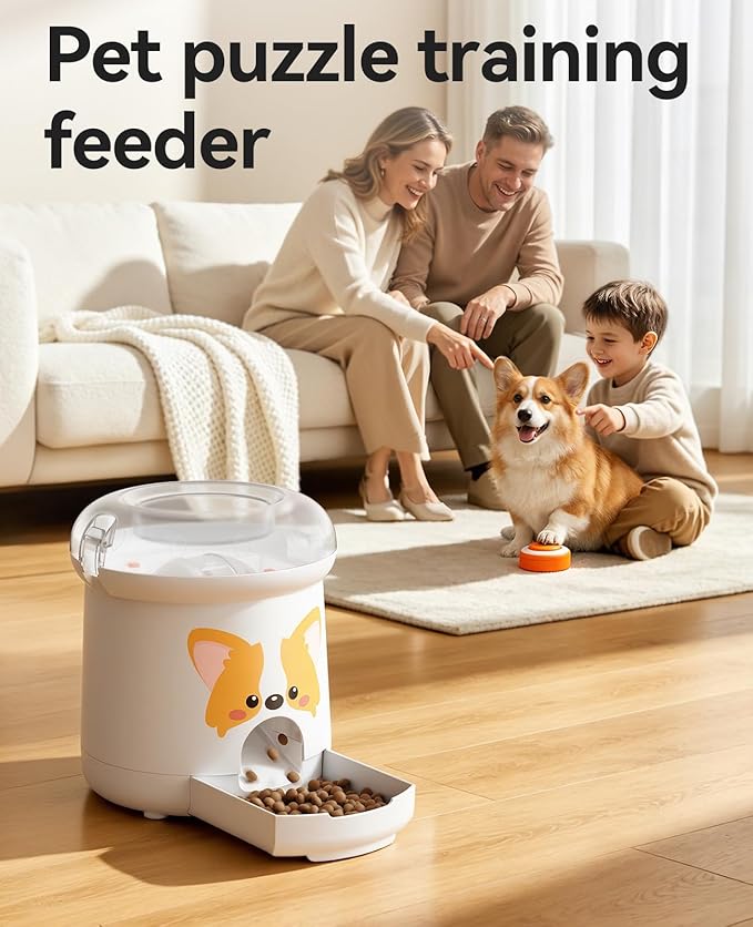 ROJECO Dog Puzzle Feeder Toy,Interactive Puzzle Toys with 8 DIY Stickers | Dogs IQ Training/DIY Recording Remote Button/300ml Capacity/Mixed Snacks/Detachable/for Indoor & Outdoor Play,All Dog Breeds